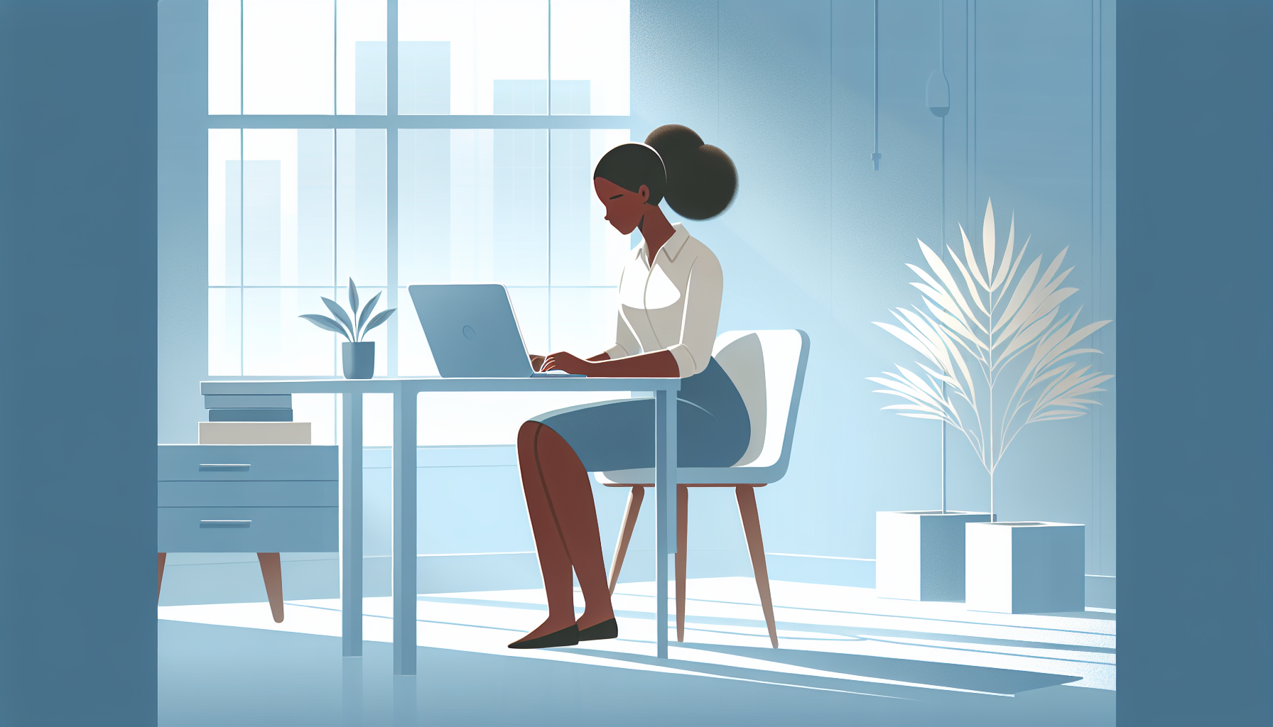 Young professional working on their first resume at a bright modern desk